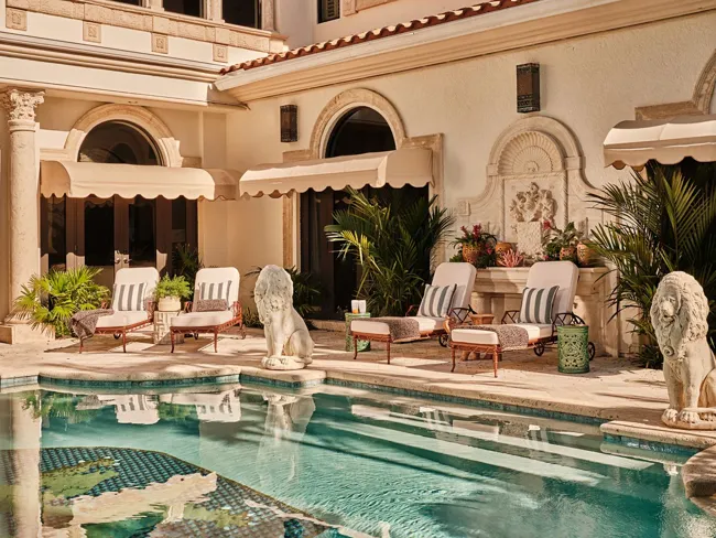 Pool courtyard and covered outdoor seating