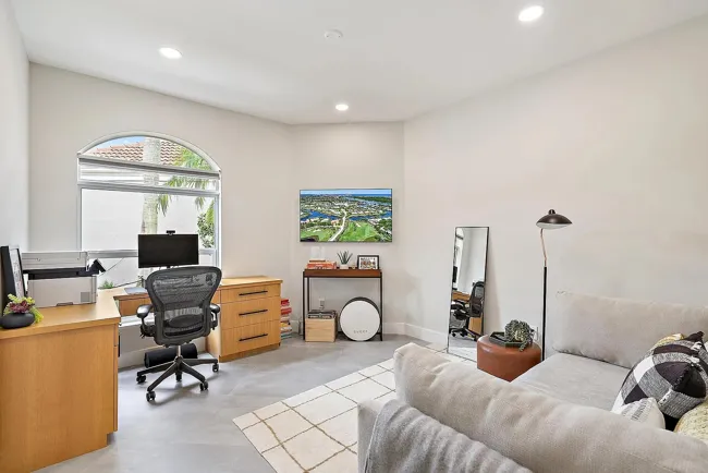 Living space with integrated storage and window seating