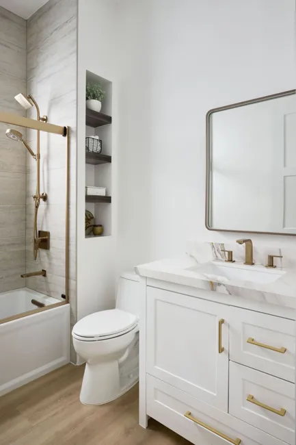 Bathroom vanity and shower finishes